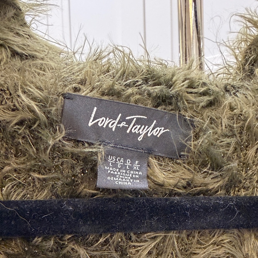 Lord & Taylor Olive Fuzzy Cardigan - Picture 3 of 7